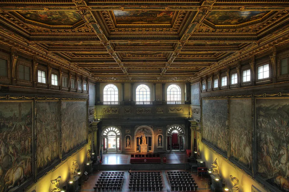 The Salone dei Cinquecento, in the Palazzo Vecchio, in Florence.