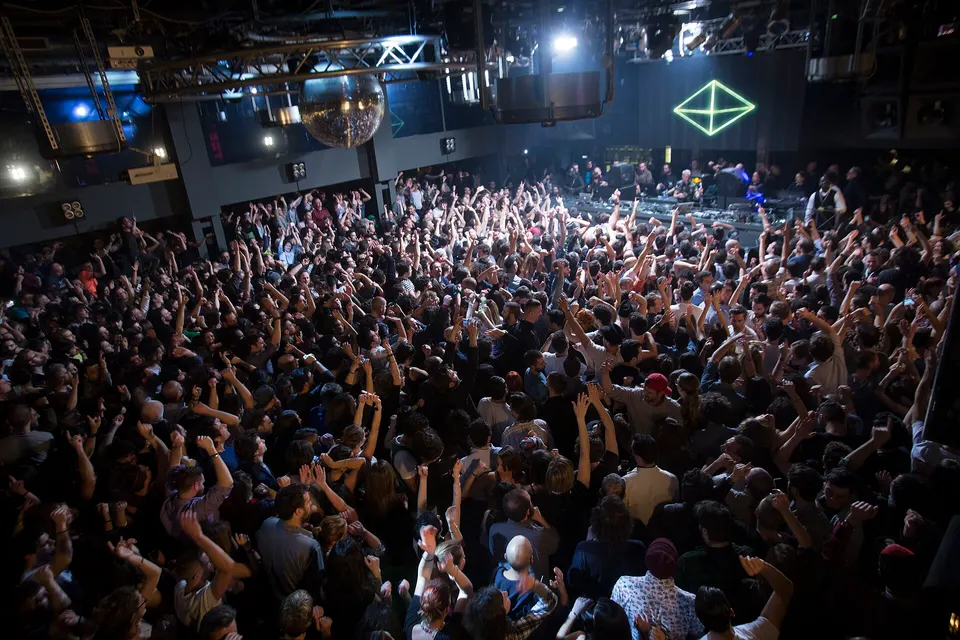 interior of Tenax Club in Florence, with Fat boy slim Dj