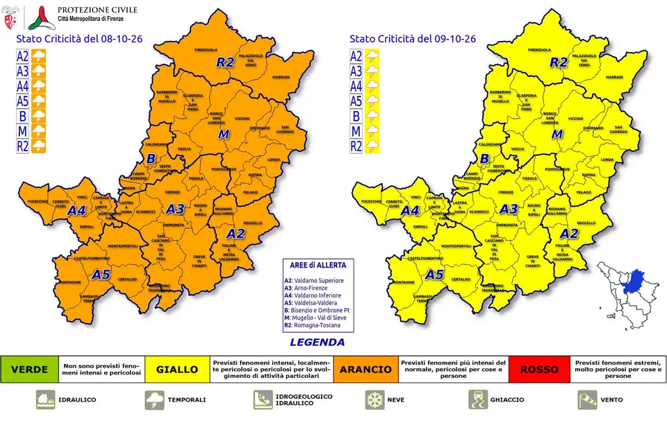 Vaglia, prorogata l'allerta gialla: chiuso lo svincolo Vaglia Sud fino alle 14 di domani