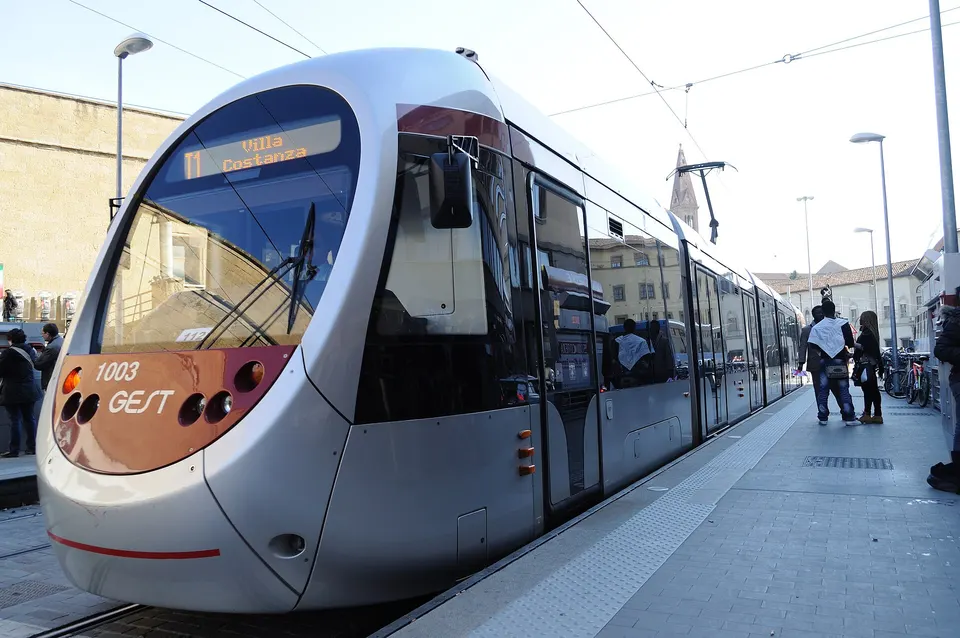 Tram of Florence at Firenze Santa Maria Novella railway station.